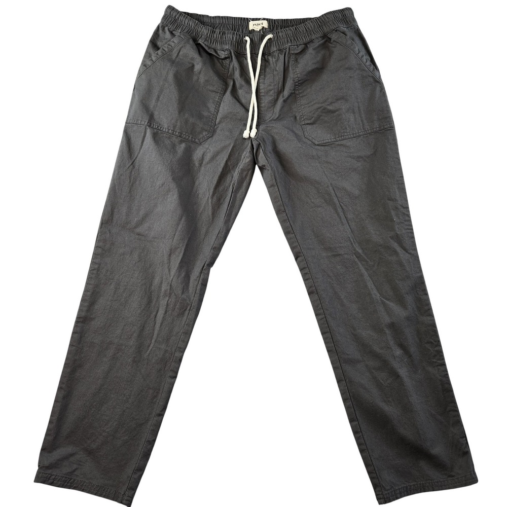 Pact Pants Mens 38x28 Gray Chino XL‎ Relaxed Drawstring Elastic Pockets